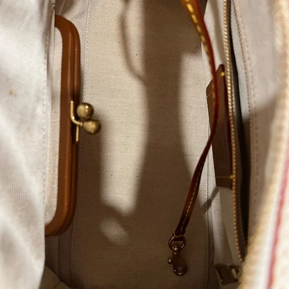 Coach Rogue Satchel in Chalk White pebbled leather old brass hardware. - Picture 7 of 16